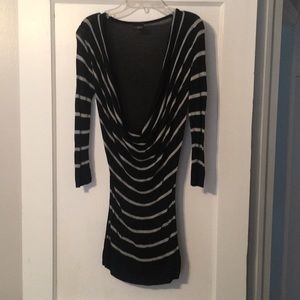 Black and grey striped cowl tunic